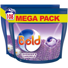 Bold All-in-1 Pods Laundry Detergent Tablets - 108 Washes (54x2), Stain Remover For Clothes, Lavender & Camomile Scent