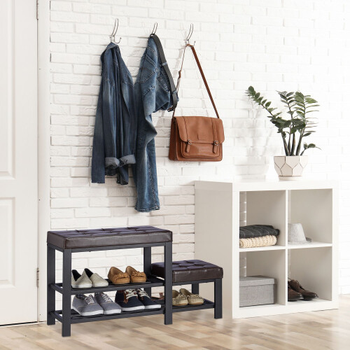 Bank mit Schuhablage und Hocker 2