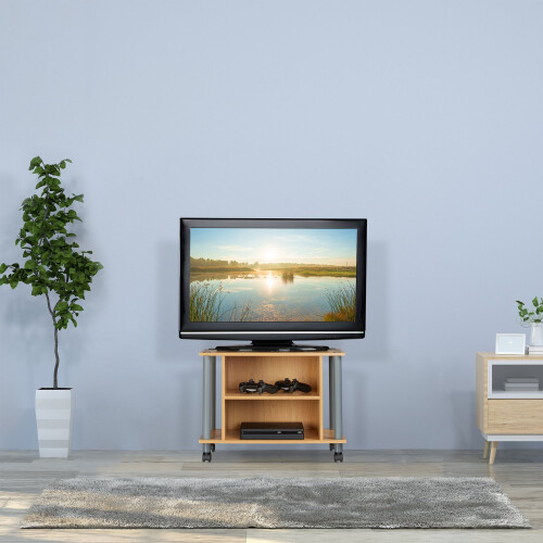 Fernsehtisch mit Rollen und 2 Fächern 2