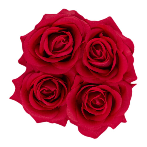 Weiße runde Rosenbox mit 4 Rosen 1