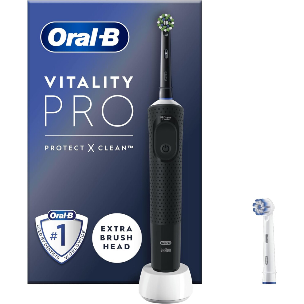 Oral-B Vitality Pro Electric Toothbrushes For Adults, For Him / Her, 1 Handle, 2 Toothbrush Heads, 3 Brushing Modes Including Sensitive Plus