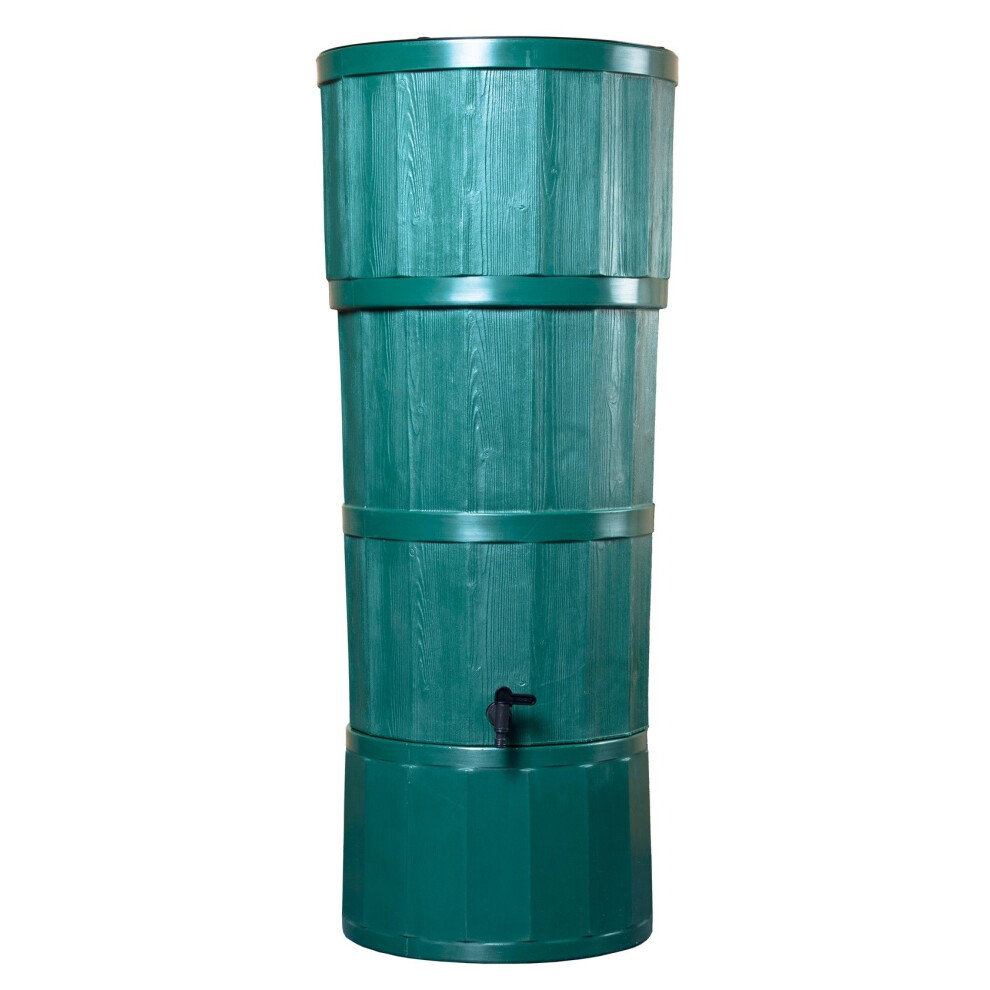 150L Woodgrain Effect Polybutt Water Butt - Green