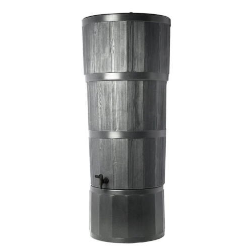 150L Woodgrain Effect Polybutt Water Butt - Black