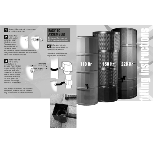 150L Woodgrain Effect Polybutt Water Butt - Black 1