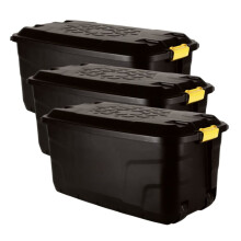 3 x 145 L Heavy Duty Storage Wheeled Boxes