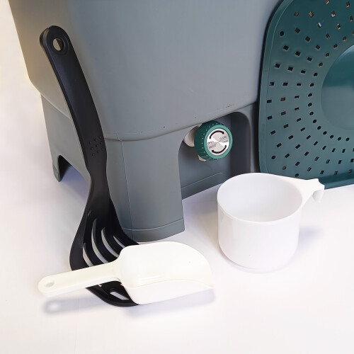 15L Single Bokashi Compost Bin Kit and Accessories and 1kg Bran 1