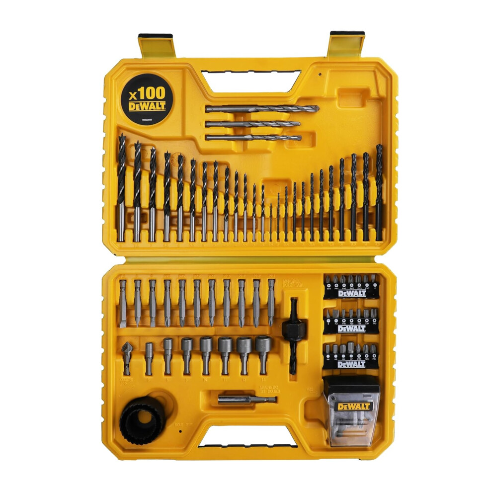 DEWALT DT71563-QZ Combination Drill Bit Set - 100 Pieces - Black Durable Case Included