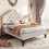 (90*190cm) Upholstered Bed with Slatted Frame and Headboard 1
