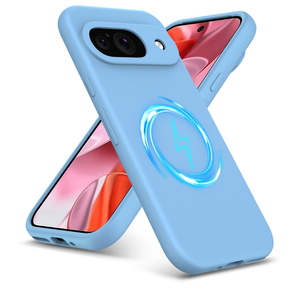 (Google Pixel 9, ) For Google Pixel 9 Pro Xl Liquid Silicone Magsafe Shockproof Phone Case Blue 5059302147413