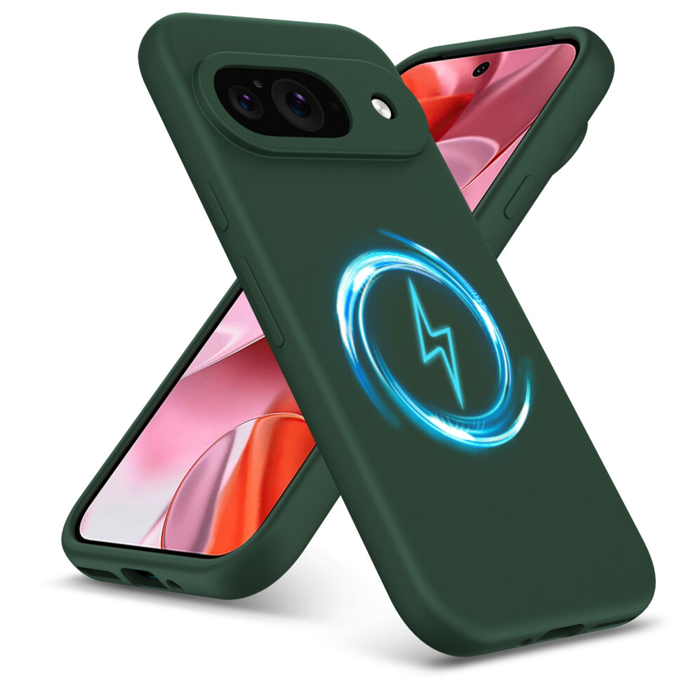 (Google Pixel 9, ) For Google Pixel 9 Pro Xl Liquid Silicone Magsafe Shockproof Phone Case Green 5059302147420