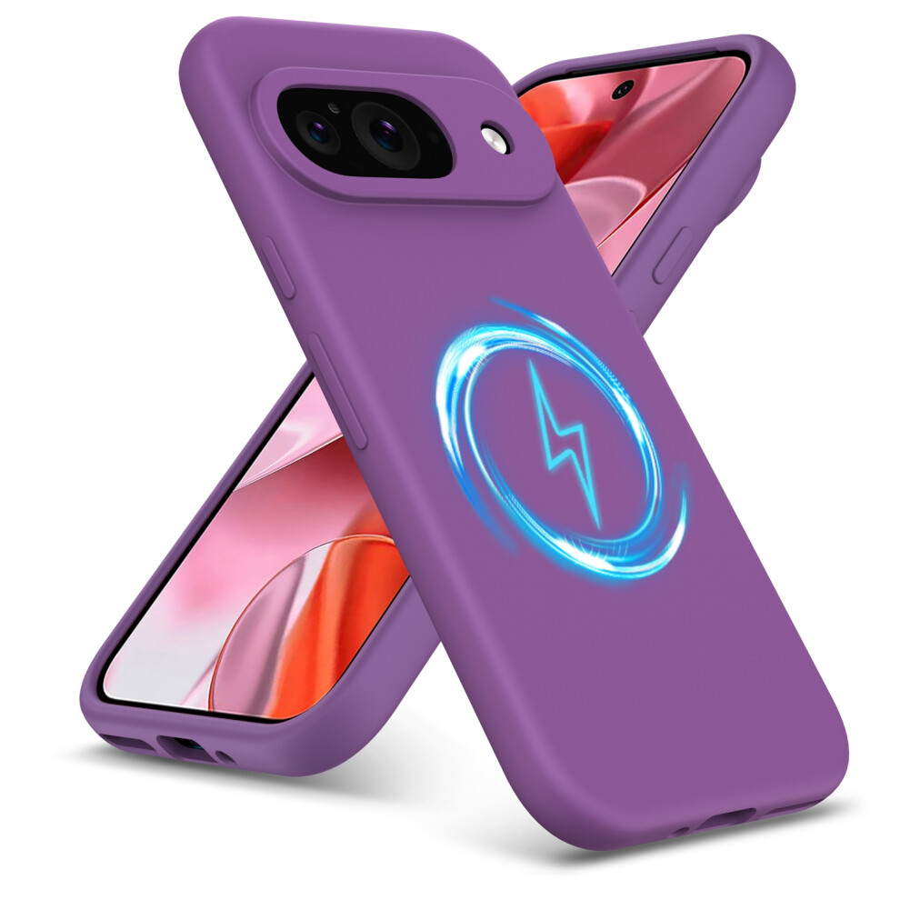 (Google Pixel 9, ) For Google Pixel 9 Pro Xl Liquid Silicone Magsafe Shockproof Phone Case Purple 5059302147444