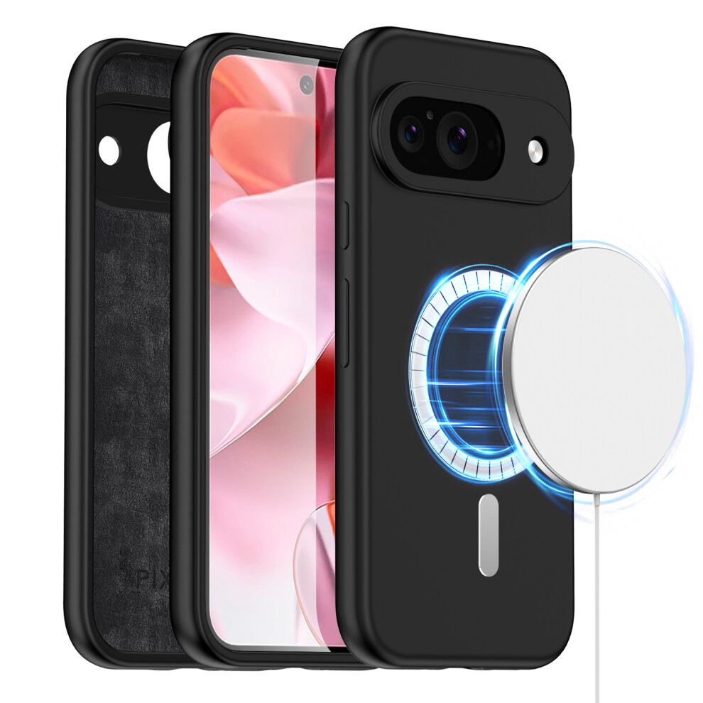 google-pixel-9--black--for-google-pixel-9-pro-xl-liquid-silicone-magsafe-shockproof-phone-case