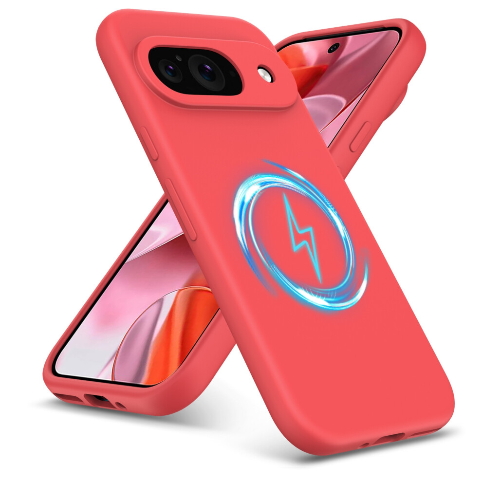 (Google Pixel 9, ) For Google Pixel 9 Pro Xl Liquid Silicone Magsafe Shockproof Phone Case Red 5059302147451