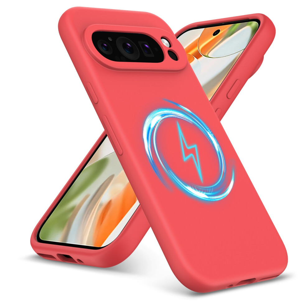 (Google Pixel 9 Pro, ) For Google Pixel 9 Pro Xl Liquid Silicone Magsafe Shockproof Phone Case Red 5059302147512