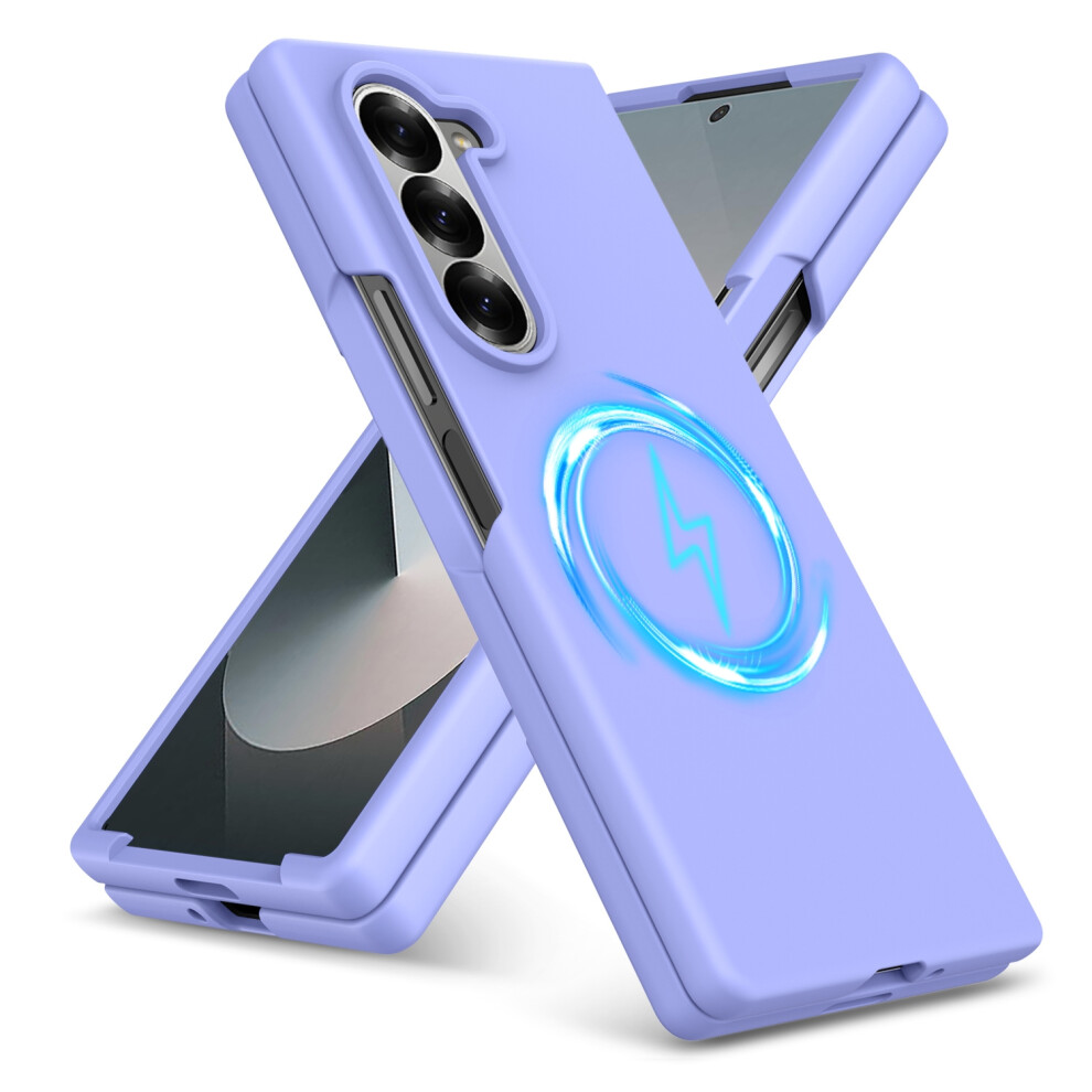 (Samsung Galaxy Z Fold 6, ) For Samsung Galaxy Z Fold6 Liquid Silicone Magsafe Shockproof Phone Case Purple 5059302147390