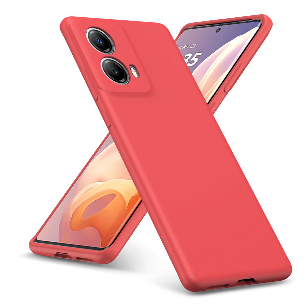 (Motorola G85, ) For For Motorola G85 Liquid Silicone Shockproof Phone Case Red 5059302145556