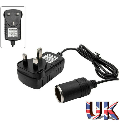 Car Cigarette Lighter 240V Mains Plug to 12V Socket Adapter AC DC 2