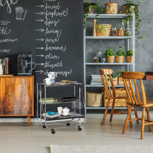 Folding serving trolley 2