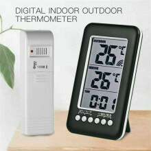Digital Wireless Indoor Outdoor Thermometer Clock Home Temperature Meter