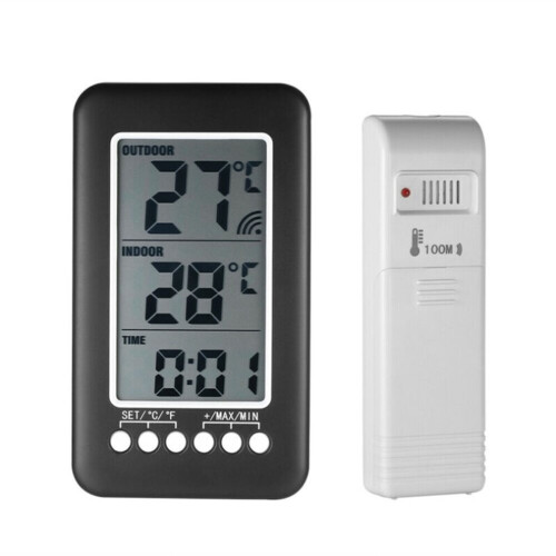 Digital Wireless Indoor Outdoor Thermometer Clock Home Temperature Meter 1