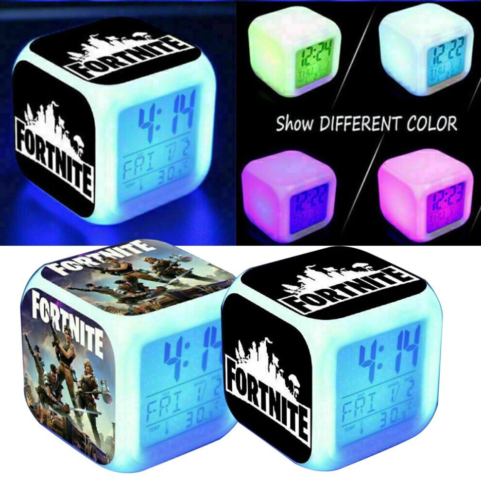 Fortnite LED Alarm Clock GAME Color Changing Alarm Kid Toy Game Gift Night Light Clock