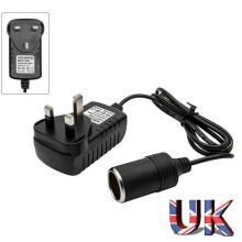 Car Cigarette Lighter 240V Mains Plug to 12V Socket Adapter AC DC UK Plug