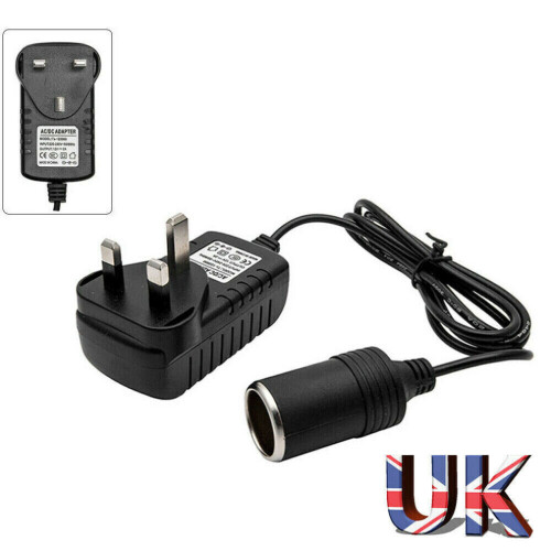 Car Cigarette Lighter 240V Mains Plug to 12V Socket Adapter AC DC UK Plug