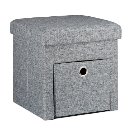 Klapphocker aus Leinen mit Fach 2
