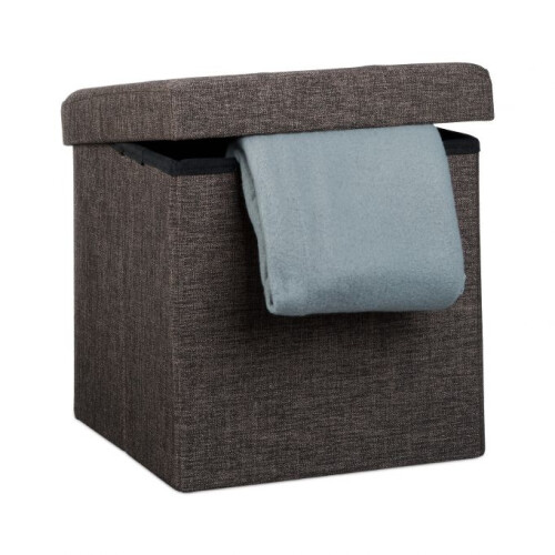 Tabouret pliable avec rangement en tissu lin