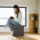 Tabouret pliable avec rangement en tissu lin 2