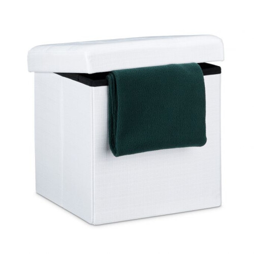 Klappbarer Hocker mit Stauraum aus Leinenstoff