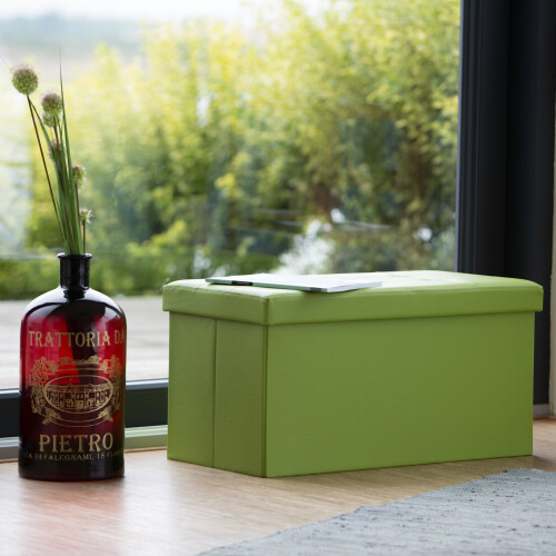 Bench with storage space in artificial leather 1