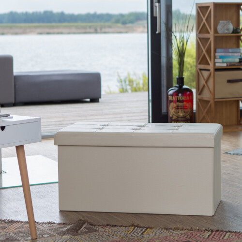 Banc avec espace de rangement en cuir artificiel 2