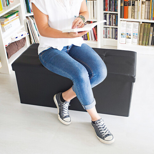 Bench with storage space in artificial leather 2