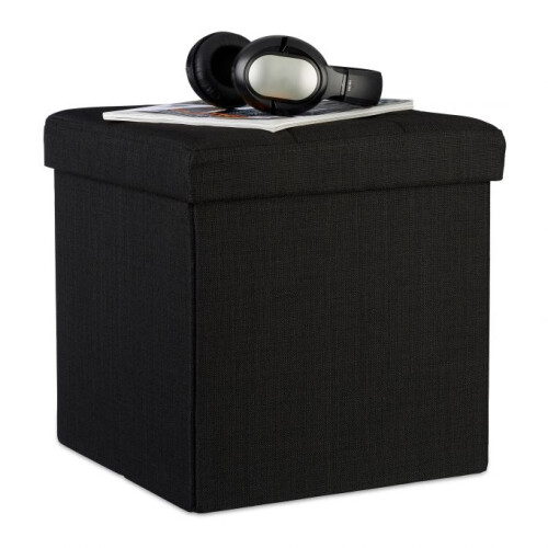 Klappbarer Hocker mit Stauraum aus Leinenstoff
