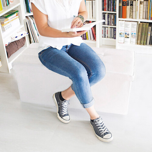 Bench with storage space in artificial leather 1