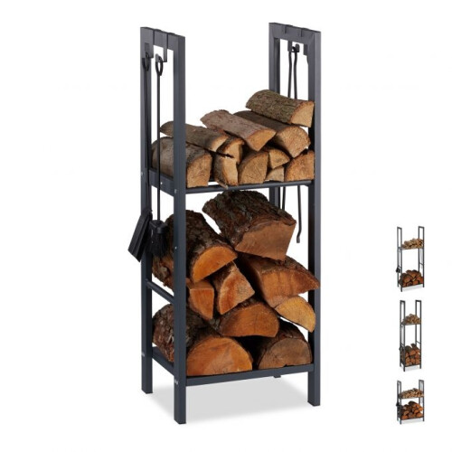 Wood stand with 2 shelves