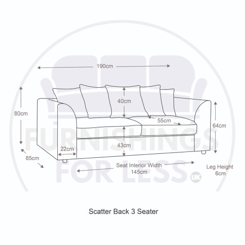 (Black, 3 & 2 Seater Set) Luxor Scatter Back Cord Sofa Set Range 2