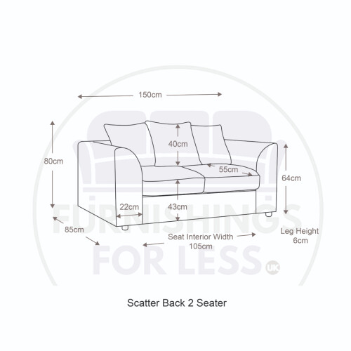 (Coffee, 3 & 2 Seater Set) Luxor Scatter Back Cord Sofa Set Range 2