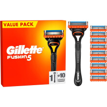 Gillette Fusion5 Men's Razor + 10 Razor Blade Refills with Precision Trimmer, 5 Anti-Friction Razor Blades