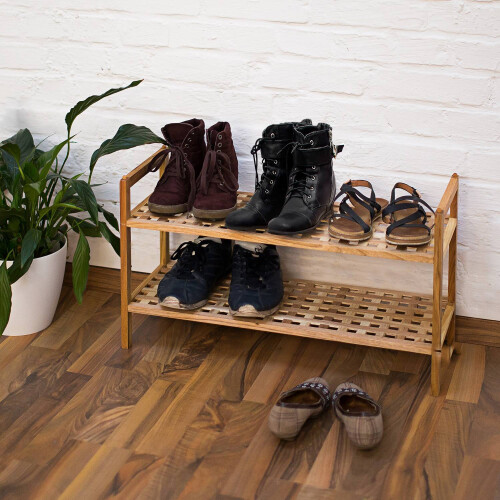 Stapelbares Schuhregal aus Walnussholz 1