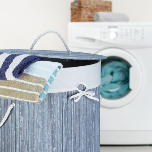 Laundry basket bamboo round 2