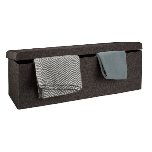 Collapsible storage bench linen fabric 2