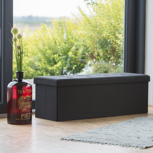 Collapsible storage bench linen fabric 1