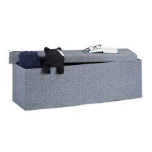 Banc de rangement pliable en tissu lin
