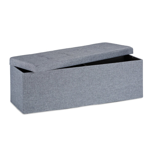 Banc de rangement pliable en tissu lin 2