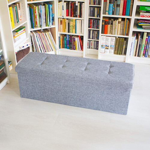 Collapsible storage bench linen fabric 1