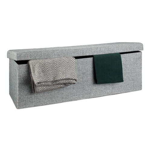 Collapsible storage bench linen fabric 2