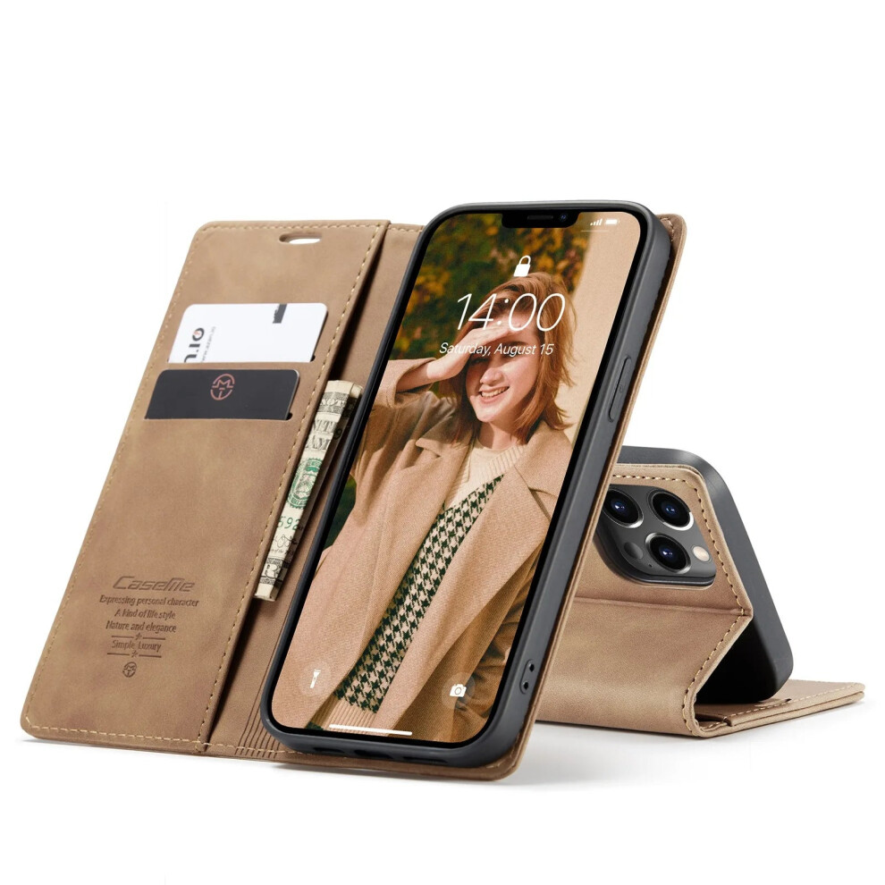 Flip Case For Iphone 16 / 16 Plus / 16 Pro / 16 Pro Max Pu Leather Wallet Stand / Iphone 16 Pro / Tan Brown 7865574588193