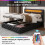 (Black) Upholstered Bed Functional Bed  Frame with LED Lighting 6